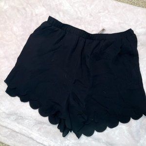 Black Scalloped Shorts